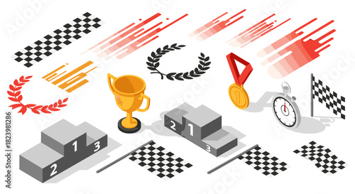 Racing symbols and elements for competitive event design and decoration