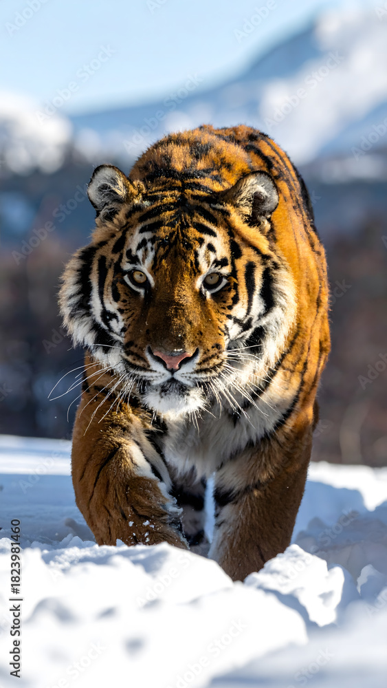 Obraz premium Bengal Tiger Moving Through Snow