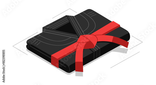Elegant black gift box with red ribbon for special occasions and celebrations