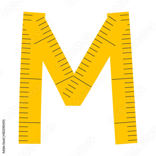 Measuring Tape Letter M Education Alphabet Icon Element