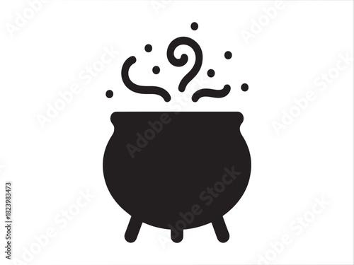 Black silhouette of a witch s cauldron with bubbling potion