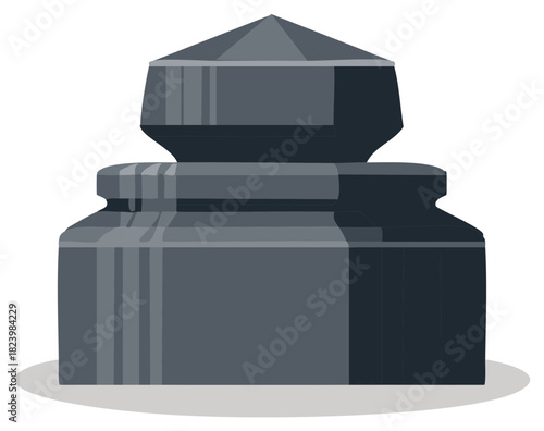 Stylized Stone Pillar or Finial Element, Architectural Detail Illustration