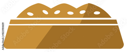 Abstract brown bag filled with coffee beans or grains, flat vector illustration