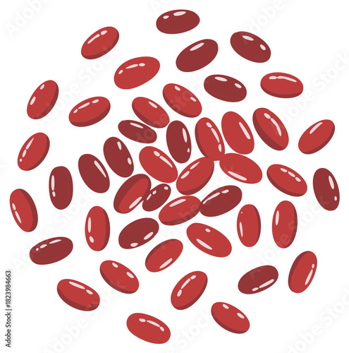Scattered Pile of Glossy Red Kidney Beans Cartoon Vector Illustration
