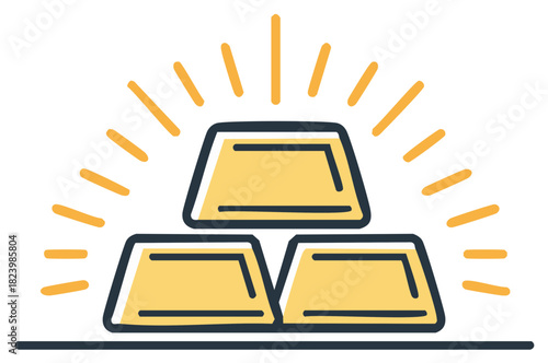 Shining gold bars stacked illustration representing wealth prosperity and financial success