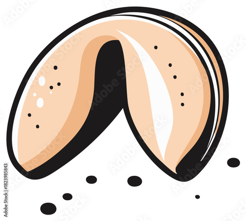 Traditional fortune cookie vector illustration symbolizing good luck future predictions and Asian dessert