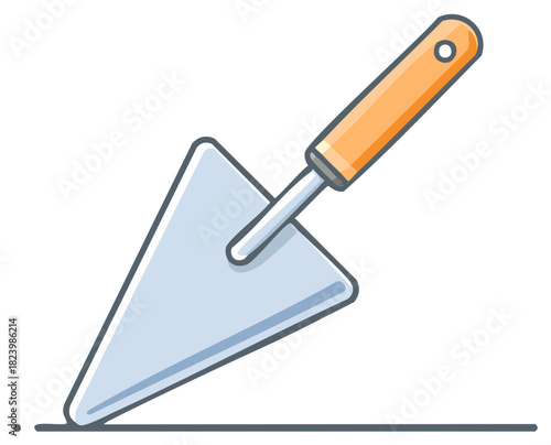 Gardening Trowel Illustration Metal Blade and Orange Handle Soil Planting Tool