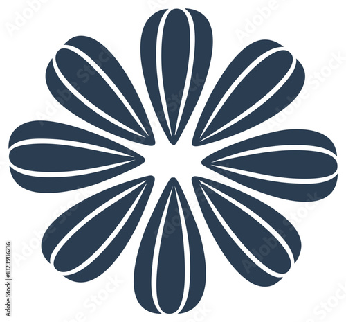 Stylized Sunflower Blossom Silhouette - Botanical Shape with Eight Petals