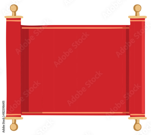 Blank Red Scroll with Gold Trim for Announcements and Celebrations