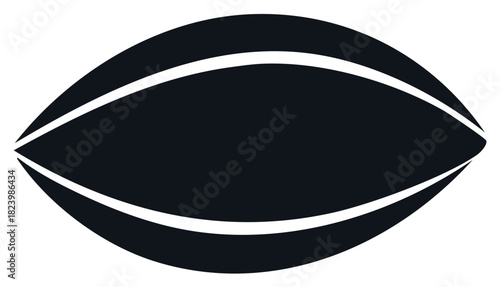 Abstract black and white curved shape representing vision or focus