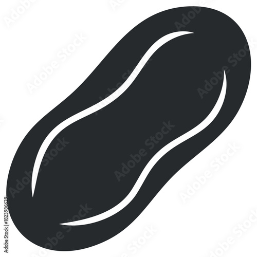 Vector illustration of a peanut, dark gray nut with subtle shell detail lines