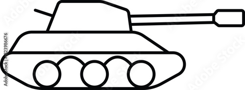 Military Tank Outline Lineart Design
