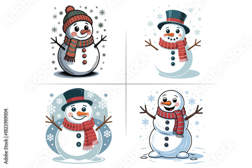 Christmas Penguin Animals Vector Pack, Watercolor Christmas Clipart Set | Cozy Holiday Elements, Santa, Gifts, Snowflakes, Winter Decorations | Festive PNG Bundle for Cards & Crafts