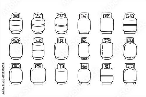 Propane gas cylinder icon set for energy and industrial design