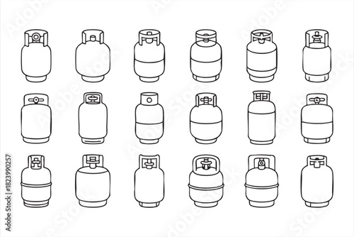 Pressurized gas container illustrations for storage and utility themes