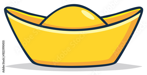 Golden Ingot Wealth Symbol Illustration Asian Culture Fortune Success Prosperity Traditional Festive Decoration