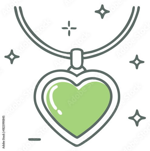 Heart Shaped Pendant Necklace with Gemstone Fashion Accessory Decoration