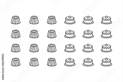 Dessert and pastry icons for food and restaurant projects