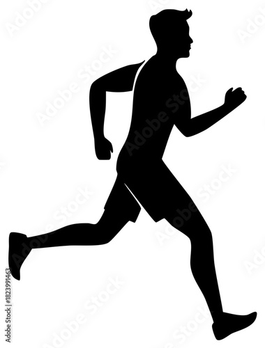 Silhouette of a male runner in motion, conveying energy and athleticism