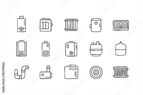 Heating and hot water system graphics for home maintenance visuals