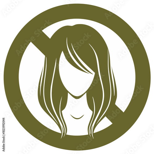 Restricted access woman silhouette, restricted woman icon, girl in crossed circle