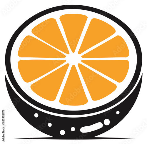 Stylized Citrus Slice Abstract Design Organic Fruit Graphic