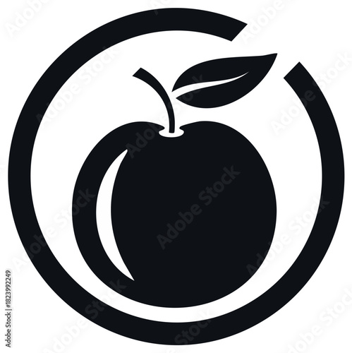 Apple Fruit Silhouette Vector Within Unfinished Circle Rounded Design Element
