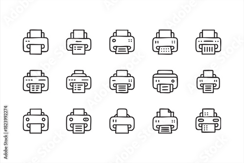 Simple printer symbol collection for technology projects
