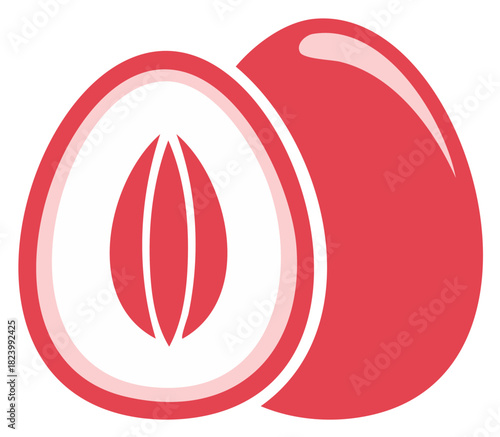 Red Lychee Fruits: Cut Lychee Fruit with Seed, Fresh Tropical Food