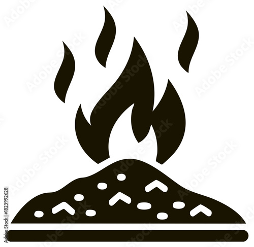 Burning garbage pile icon glyph for waste disposal and pollution