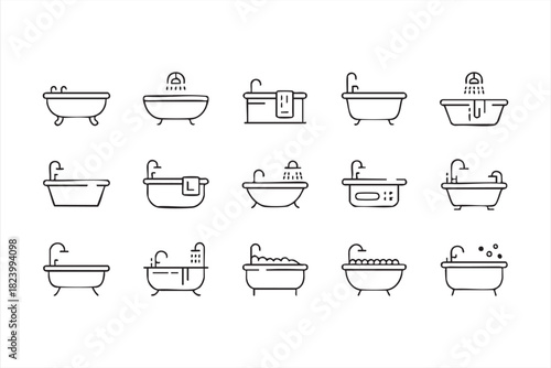 Home spa and bath tub icon pack
