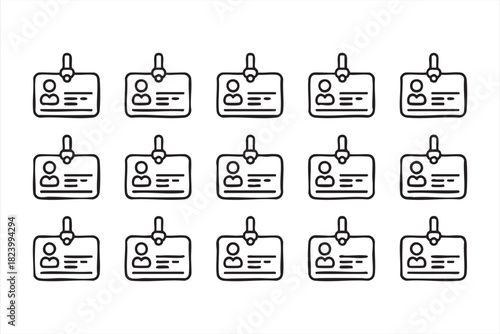 Workplace identification badge line drawings