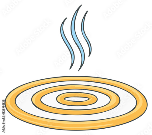 Cartoon Hot Spring with Steaming Water. Japanese Spa Concept Illustration