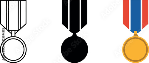 Vector illustration of a set of medals for awards honoring achievement and success