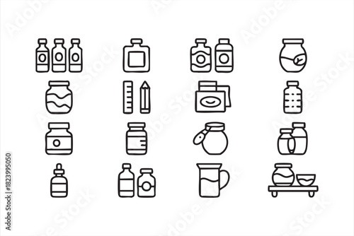 Simple food packaging jar and bottle graphics for organic and natural product themes