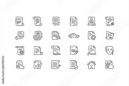 Minimal paperwork and contract symbols for rental, housing and auto authorization