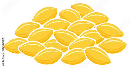 Pile of Golden Ripe Wheat Grains Isolated on White Background