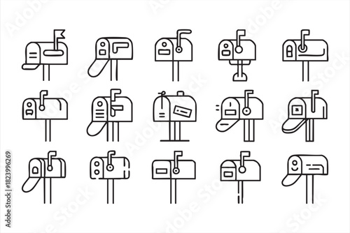 Vector mailbox collection for correspondence, letters and package themes
