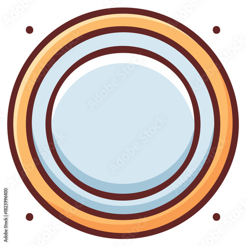 Simple stylized illustration of a circular plate with orange and blue rings and a light blue center