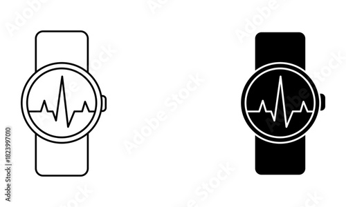 smartwatch with heart rate line icon vector