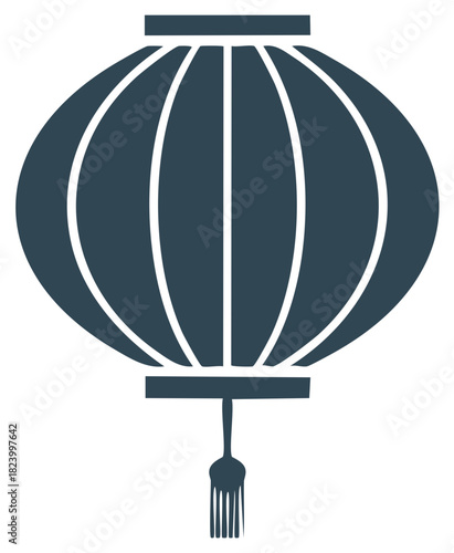 Detailed Illustration of a Decorative Asian Lantern with Tassel Accent