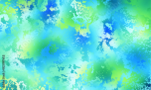 Abstract vector modern watercolor painting in liquid marble pattern background. Halftone grunge effect