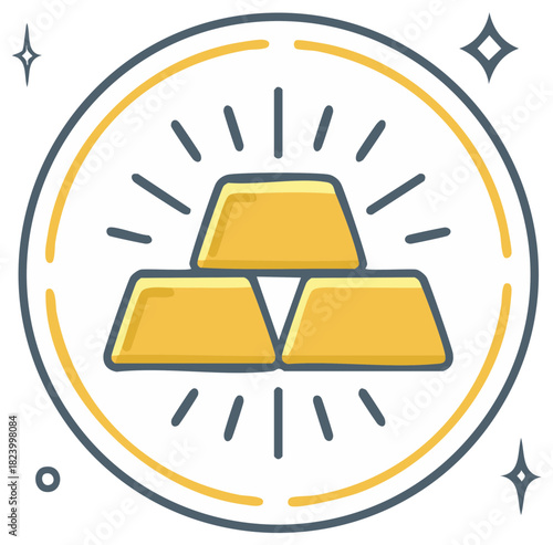 Stacked gold bars vector icon, a symbol of wealth, finance, treasure, and investment success