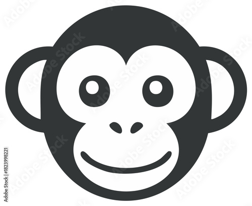 Simple Monkey Face Graphic Illustration with Cute Expression, Cartoon Icon