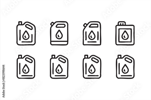 Minimal liquid container symbols for gasoline, diesel and chemical storage