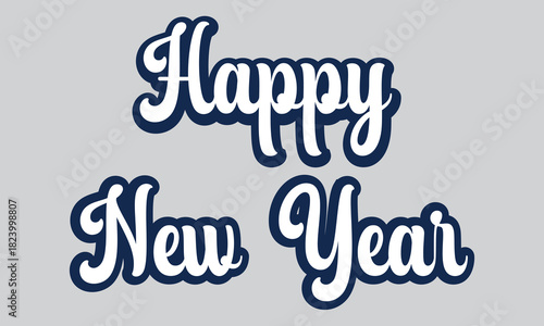 Happy new year text effect. elegant holiday typography for festive greeting cards, posters, digital media. Vector illustration. EPS 10