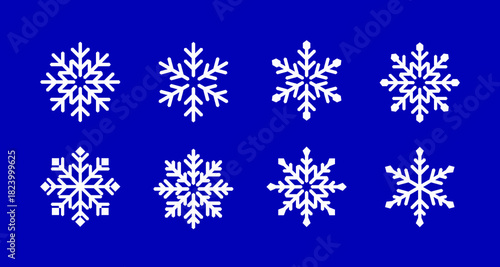 Geometric Modern Vector Snowflakes Set