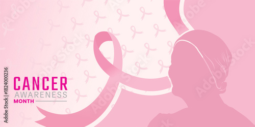 Silhouette of a woman with cancer with a purple ribbon. Cancer awareness background vector. World Cancer day vector background