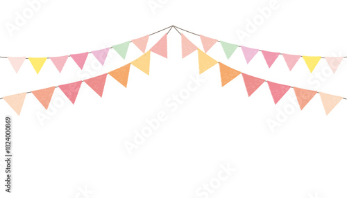 手描き風のガーランドデザイン　パステルカラー