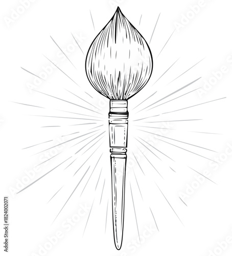 Hand drawn art paint brush illustration with sunburst effect